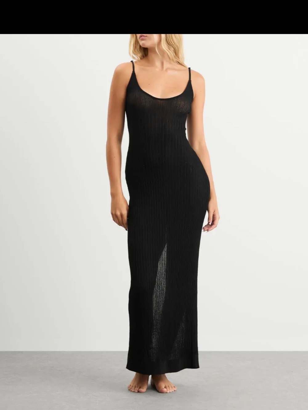 NWT Skims black Sheer Knit Midi/maxi depending on height dress size XL - Picture 8 of 14